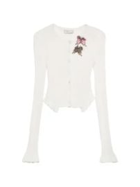 Blumarine Ruffled Cardigan White at Farfetch